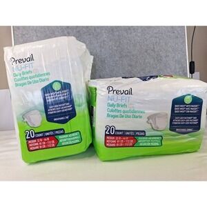 Prevail NU-FIT Daily Briefs Medium 32-44 in Maximum Absorbency 40 Count 2 Packs